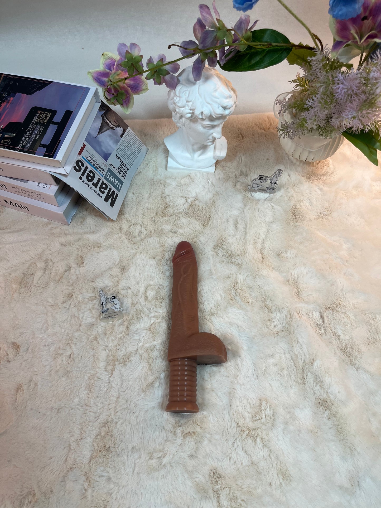 525g/1.16lb High-end silicone dildo with a handle, featuring heating, vibration, and automatic thrusting functions