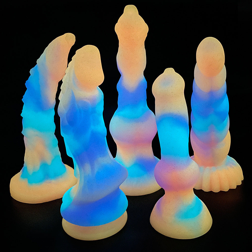 Kostenloser Versand | Bunter, nachleuchtender Dildo mit starkem Saugnapf, Sexspielzeug für Frauen